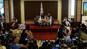 Afghanistans Taliban Foreign Minister Amir Khan Muttaqi attends a press conference in New Delhi, India October 12, 2025. REUTERS/Anushree Fadnavis