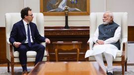 Anthropic Co-founder and CEO Dario Amodei posted this picture of his meeting with Prime Minister Narendra Modi in New Delhi on Saturday. (Credit: X/@DarioAmodei)