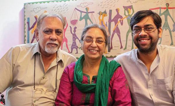 Kanu Behl with his parents Lalit Behl and Navnindra Behl.