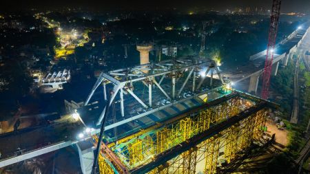 This is the first steel bridge of MAHSR project launched in Ahmedabad district. (Image: NHSRCL)