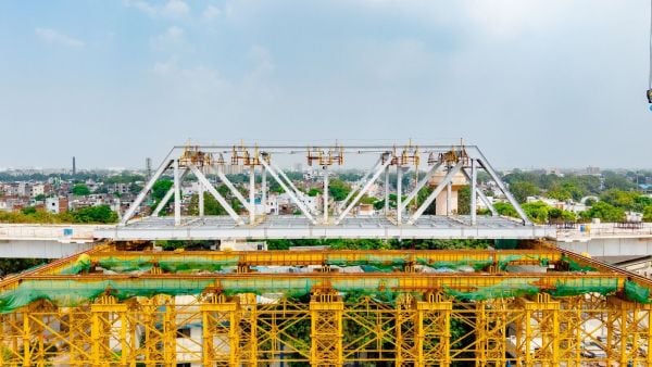 10th steel bridge on Mumbai-Ahmedabad bullet train corridor (Image: NHSRCL)