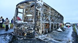 Kurnool bus fire After a preliminary probe, police said there was an accident involving a motorcycle and that the fuel tank of the bus burst and caught fire, trapping the passengers onboard.