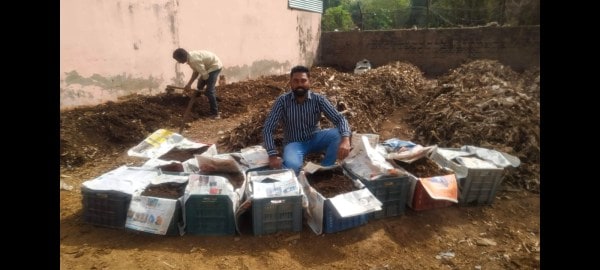 Farmer Dharminder at his Vermicompost farm