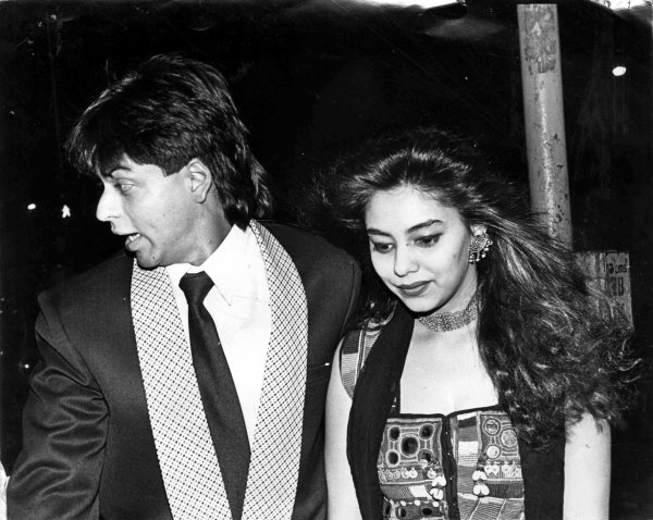 Shah Rukh Khan and his wife Gauri Khan on the set of film Dil Ashna Hai. (Express Archive)