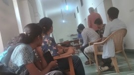 MA Philosophy students of DU attend classes in corridor, DU students attend classes in corridor, DU, delhi university, delhi news, India news, Indian express, current affairs