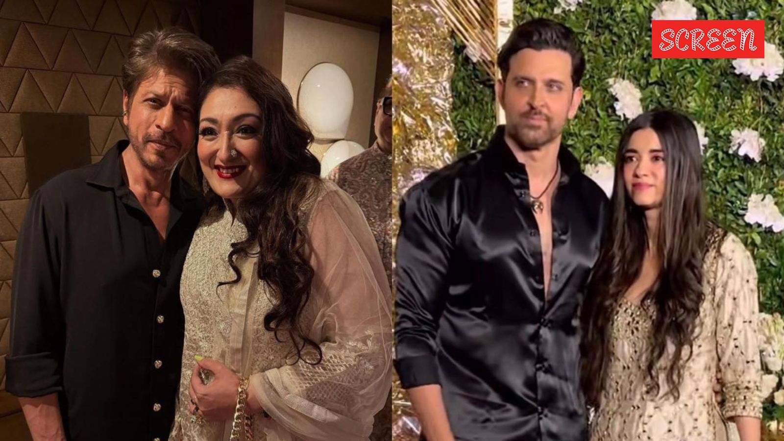 Shah Rukh Khan poses with Sunita Ahuja at Ramesh Taurani’s Diwali bash; Hrithik Roshan arrives with Saba Azad, wearing a Krrish-inspired pendant. Watch