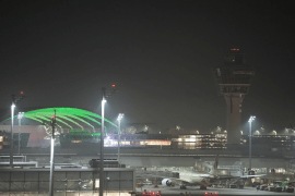 This photo shows Munich Airport, Germany Friday, Oct. 3, 2025. (Ehsan Monajati/dpa via AP)