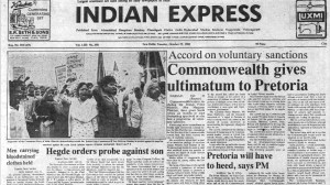 This is the front page of The Indian Express published on October 22, 1985.
