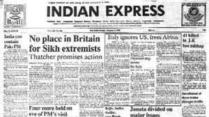 This is the front page of The Indian Express published on October 14, 1985.