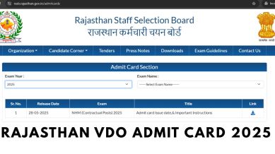 The rssb.rajasthan.gov.in link will make the RSSB VDO admit card link active