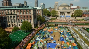A pro-Palestinian demonstration at Columbia University in New York, April 29, 2024. Protests swept campuses after the war began. But tough discipline, pushed by Republicans, curbed a student movement that was one of the largest since the Vietnam War.