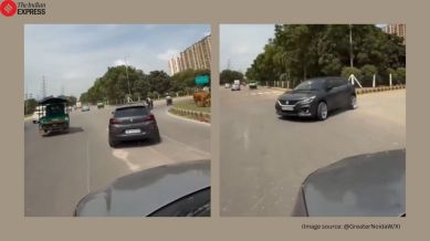 Greater Noida man recklessly driving Baleno