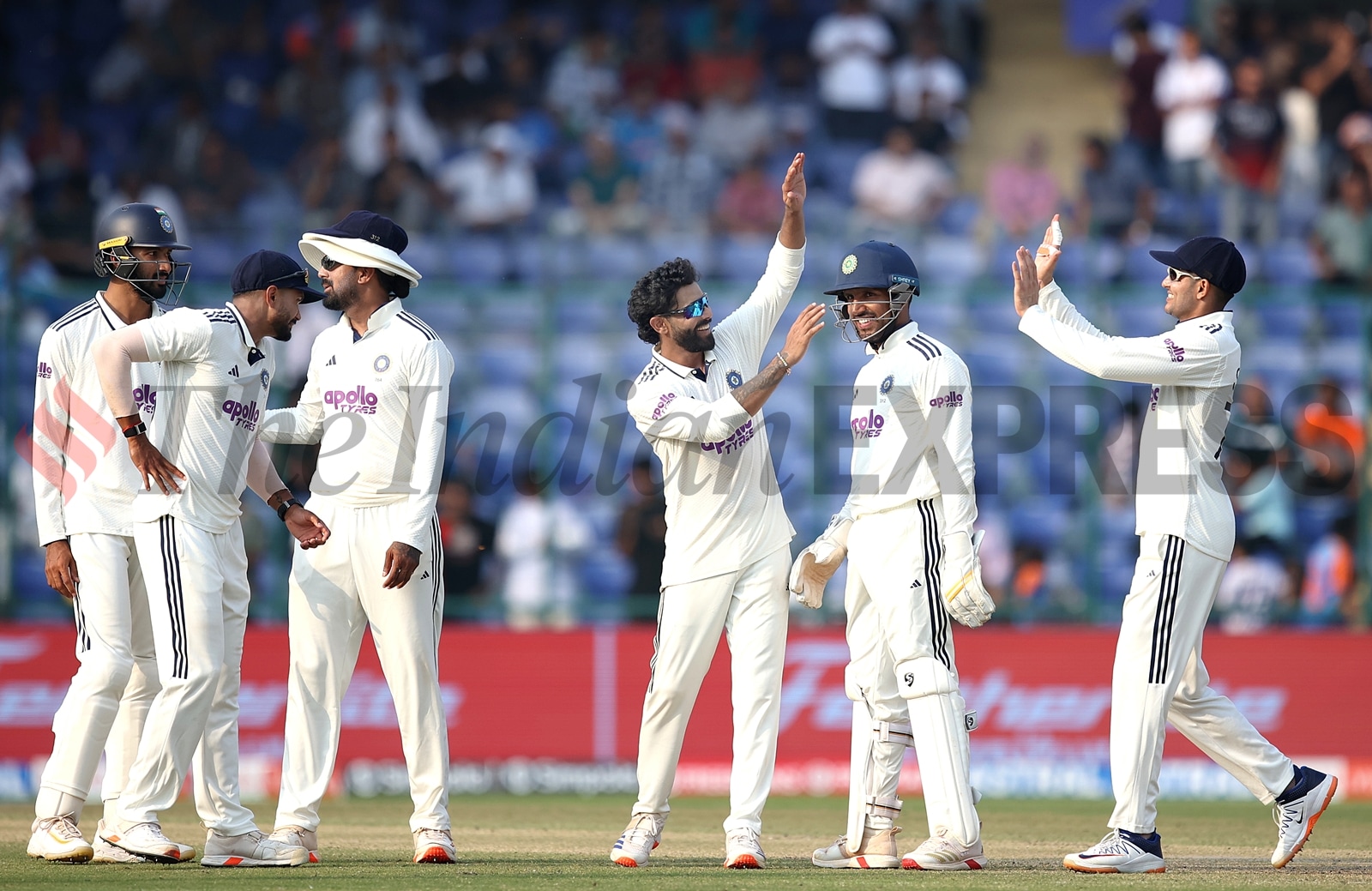 Jadeja took three wickets on Day 2 of the second Test against the West Indies. (Express Photo by Praveen Khanna)