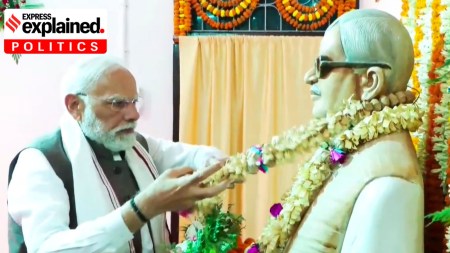 Prime Minister Narendra Modi pays tribute to former Bihar chief minister and Bharat Ratna awardee Karpoori Thakur in Samastipur district.