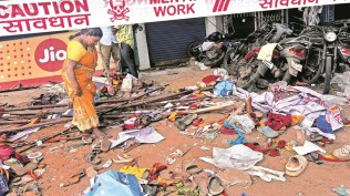 A women at the stampede site in Karur.