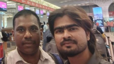 Pattanakkad station house officer K A S Jayan.(left) with arrested Azad Khan.