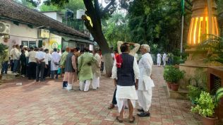 outside the RJD party office in Patna on Friday. Partners of the alliance filed nomination papers for all 121 seats going to polls in the first phase – the total strength of the Bihar House is 243 – while talks continued to end the deadlock over seats.