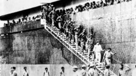 Indian Army troops returning to Madras from Sri Lanka after the withdrawal of the IPKF. (Archive)