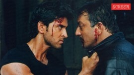 Hrithik Roshan and Sanjay Dutt in a still from Vidhu Vinod Chopra's Mission Kashmir