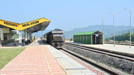 In September, the Ministry of Railways commenced freight train operations from Molvom station in Nagaland.