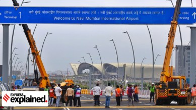 Preparations underway for the inauguration of the Navi Mumbai International Airport.