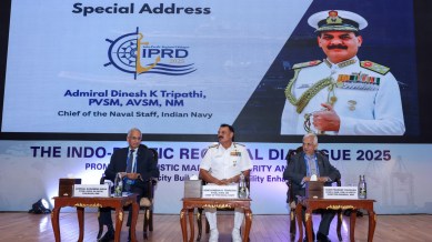 Maritime security, Indian Navy Chief Admiral Dinesh K Tripathi, Admiral Dinesh K Tripathi, eat containment, Indian Navy, Indian express news, current affairs