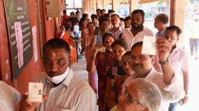 Voting for Kasbab Assembly bypoll election on Sunday. Express Photo by Pavan Khengre, 26.02.23, Pune.