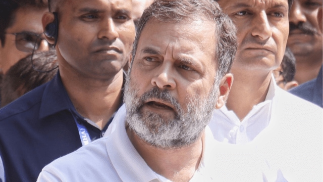 Rahul Gandhi, Leader of Opposition in Lok Sabha, visits Sector 24, Chandigarh, to meet the family of IPS officer Y. Puran Kumar, (who took his own life on October 7) offered condolences and expressed solidarity with the bereaved family. Express Photo: Jasbir Malhi