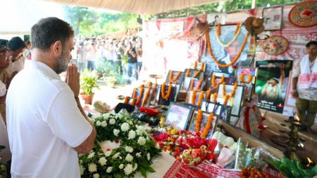 Speaking to the media after meeting Garg’s family, Gandhi called for “closure” for the family.