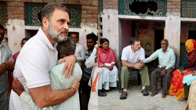 Congress MP Rahul Gandhi Friday met the family of Rae Bareli lynching victim Hariom Valmiki