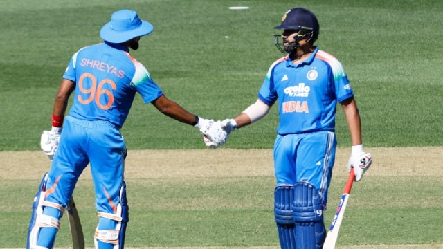 Rohit Sharma and Shreyas Iyer shared a brief disagreement over a run in the second ODI in Adelaide. (AP)