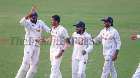 Navdeep Saini took two wickets in a late burst for Delhi against Himachal Pradesh. (Express Photo by Praveen Khana)