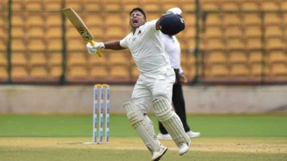 FILE IMAGE: Mumbai batter Sarfaraz Khan in action. (PTI)