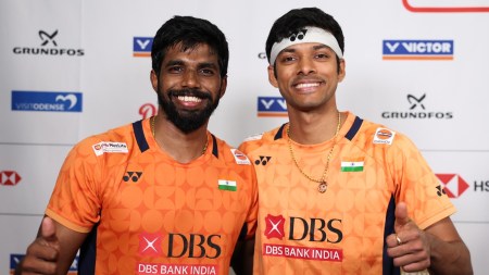 Satwik-Chirag after their quarterfinal win in Denmark. (Credit: BWF/BadmintonPhoto)