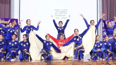 Students of Shivalik School perform during the annual show in Mohali on Thursday. Express