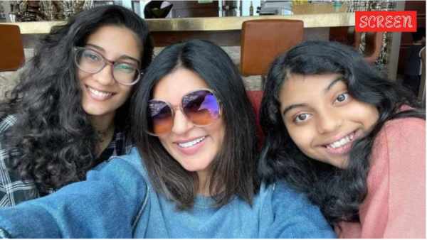Sushmita Sen with daughters Renee and Alisah.