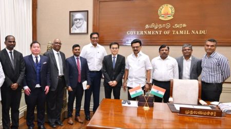 The delegation also included Tamil Nadu Industries minister TRB Rajaa and senior government officials.