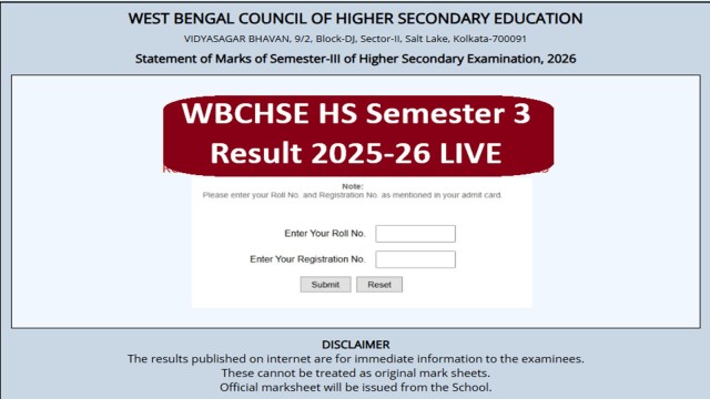 wbchse, wbchse hs result 2025, wbchse hs semester 3 result 2025
