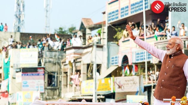 PM Modi then traveled (by road) to Dediapada