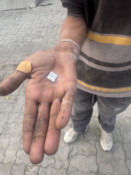 Rinku with a banned tablet in his palm. (Express Photo)