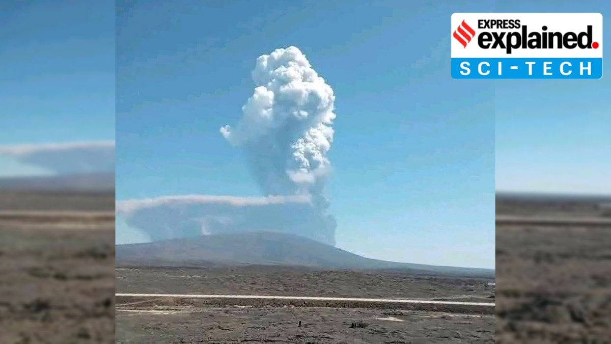In this photo released by the Afar Government Communication Bureau, ash billows from an eruption of the long-dormant Hayli Gubbi Volcano in Ethiopia's Afar region, Sunday, Nov. 23, 2025. AP/PTI