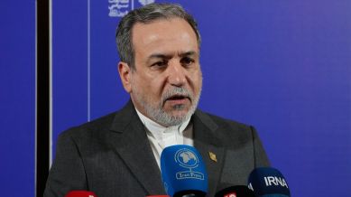 Iranian Foreign Minister Abbas Araghchi speaks in a new briefing after attending a conference titled "International Law Under Assault: Aggression and Self-Defense," in Tehran. (AP Photo)