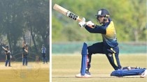 Abhishek Sharma in action during SMAT 2025 match against Bengal. (PHOTO: PCACricket/X)