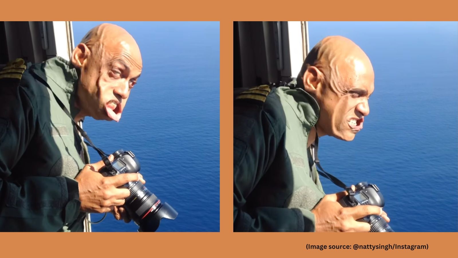 Ex-navy officer stands against 300-knot winds at 20,000 ft for aerial ...