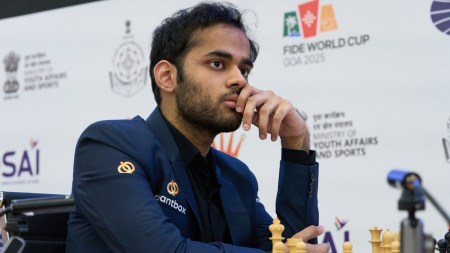 Arjun Erigaisi in action during FIDE Chess World Cup 2025. (PHOTO: Eteri Kublashvili/FIDE)