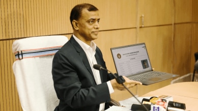 Bihar Board Chairman Anand Kishor during the DElEd result announcement in Patna (Image via BSEB)