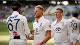 England captain Ben Stokes with teammates after first Ashes Test against Australia. (PHOTO: AP)