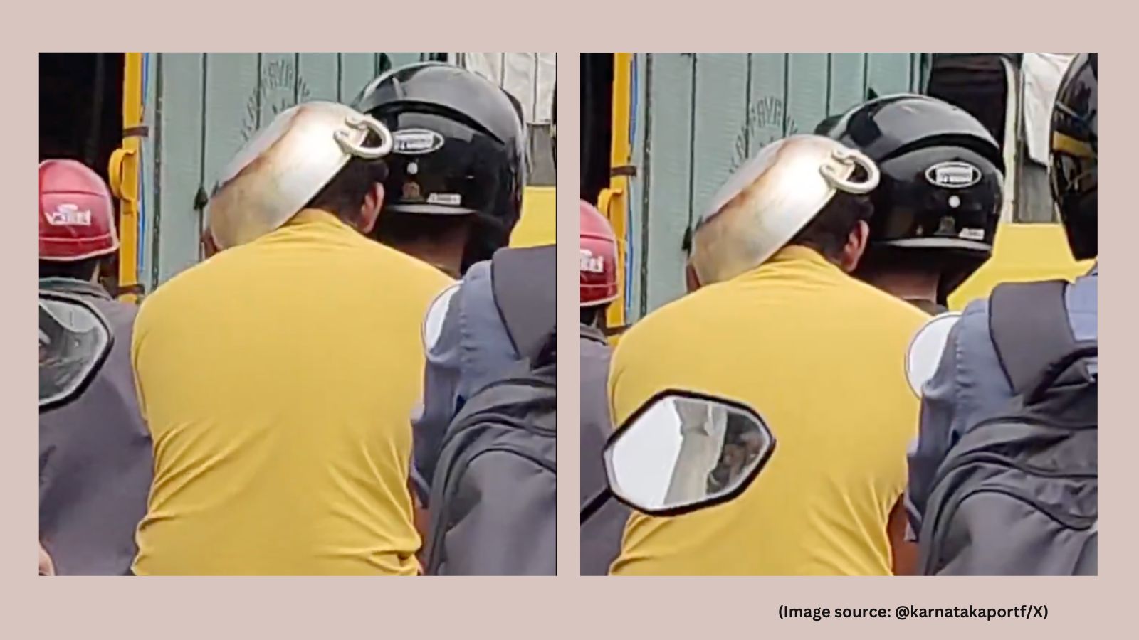 ‘Indian innovation on a budget’: Bengaluru pillion rider uses frying pan as helmet to escape traffic fine | Trending News ‘Indian innovation on a budget’: Bengaluru pillion rider uses frying pan as helmet to escape traffic fine | Trending News