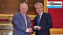 Britain's King Charles III presents the 2025 Queen Elizabeth Prize for Engineering to Jensen Huang, for his contribution to the development of modern machine learning in the field of Artificial Intelligence (AI).
