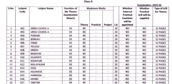 CBSE Board Exam Notice for Marks Division (Screengrab from official notice)